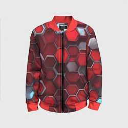 Бомбер детский Cyber hexagon red, цвет: 3D-красный