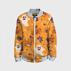 Бомбер детский Хэллоуин - тыквы и приведенья, цвет: 3D-серый