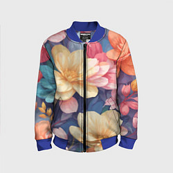 Бомбер детский Водянная лилия лотосы кувшинки, цвет: 3D-синий