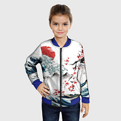 Бомбер детский Хокусай большая волна в Канагаве - пародия укиё, цвет: 3D-синий — фото 2