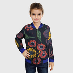 Бомбер детский Простые цветы на глубоком синем, цвет: 3D-синий — фото 2