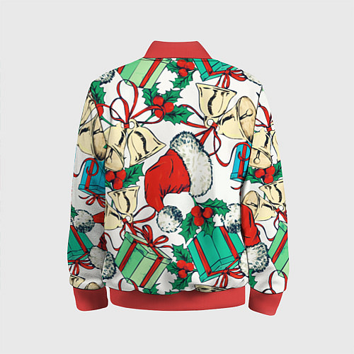 Детский бомбер Узор с новогодними падарками / 3D-Красный – фото 2