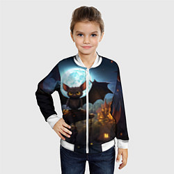 Бомбер детский Летучая мышка на фоне луны и замка, цвет: 3D-белый — фото 2