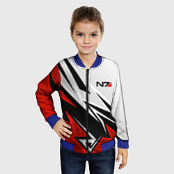 Бомбер детский N7 mass effect - white and red, цвет: 3D-синий — фото 2