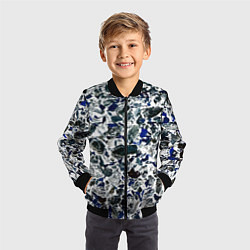 Бомбер детский Абстракция ледяные вершины, цвет: 3D-черный — фото 2