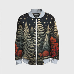Бомбер детский Новогоднее настроение лес, цвет: 3D-серый