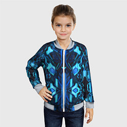 Бомбер детский Киберпанк неоновая броня синяя, цвет: 3D-серый — фото 2