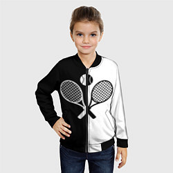 Бомбер детский Теннис - чёрно белое, цвет: 3D-черный — фото 2