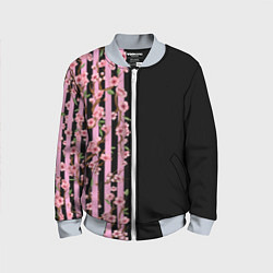 Бомбер детский Сакура и полосы, цвет: 3D-серый