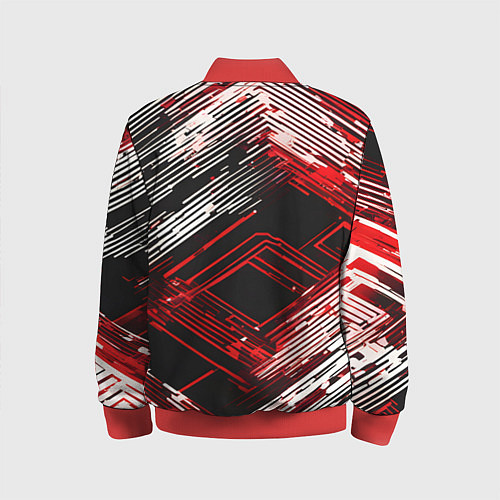 Детский бомбер Киберпанк линии белые и красные / 3D-Красный – фото 2
