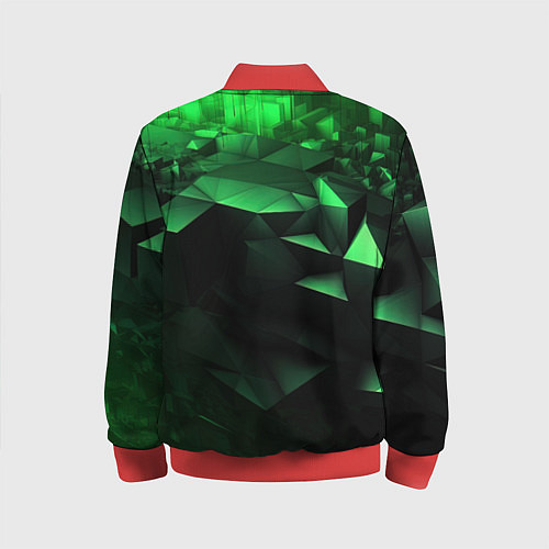 Детский бомбер Видение зеленого в абстракции / 3D-Красный – фото 2