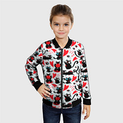 Бомбер детский Смешные любящие кошки, цвет: 3D-черный — фото 2