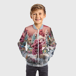 Бомбер детский Зимний закат новый год, цвет: 3D-серый — фото 2