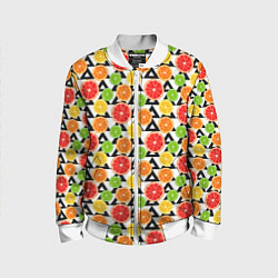 Бомбер детский Citrus pattern, цвет: 3D-белый