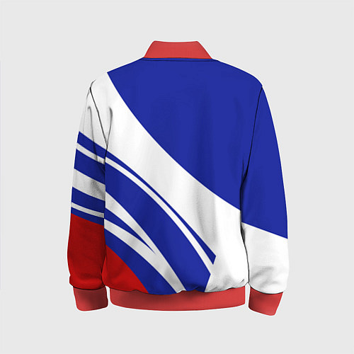 Детский бомбер Герб России на абстрактных полосах / 3D-Красный – фото 2