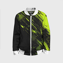 Бомбер детский Зеленая краска на черном фоне, цвет: 3D-белый