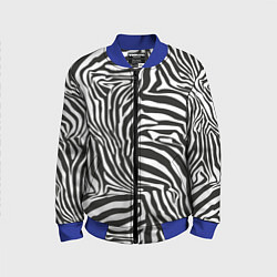 Бомбер детский Шкура зебры черно - белая графика, цвет: 3D-синий