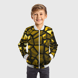 Бомбер детский Золотые хромированные осколки, цвет: 3D-белый — фото 2