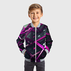 Бомбер детский Фиолетовая абстрактная конструкция, цвет: 3D-серый — фото 2