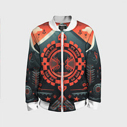 Бомбер детский Рисунок в стиле американских индейцев, цвет: 3D-белый