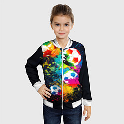 Бомбер детский Разноцветные футбольные мячи, цвет: 3D-белый — фото 2