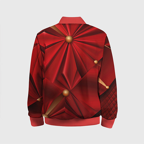 Детский бомбер Золотой герб России на красной абстракции / 3D-Красный – фото 2