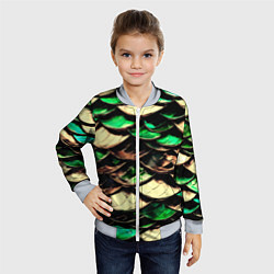 Бомбер детский Чешуя зеленого дракона, цвет: 3D-серый — фото 2