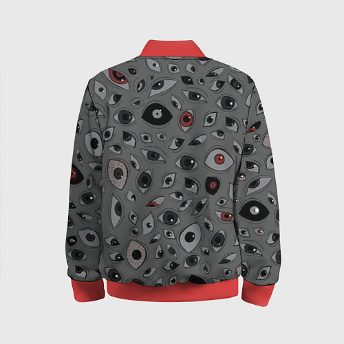 Детский бомбер Серый цвет: глазики-косоглазики / 3D-Красный – фото 2