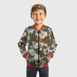 Бомбер детский Кошки - камуфляж, цвет: 3D-красный — фото 2
