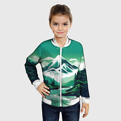 Бомбер детский Графический пейзаж Камчатки, цвет: 3D-белый — фото 2