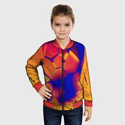 Бомбер детский Плиты разломы сепия негатив, цвет: 3D-красный — фото 2