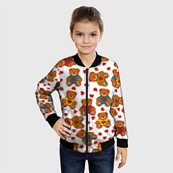 Бомбер детский Мишки игрушки в свитерах и сердечки, цвет: 3D-черный — фото 2