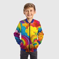 Бомбер детский Радужные яркие волны, цвет: 3D-синий — фото 2