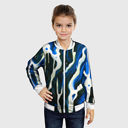 Бомбер детский Текучая краска белая и синяя, цвет: 3D-белый — фото 2