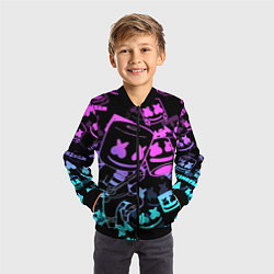 Бомбер детский Marshmello neon pattern, цвет: 3D-черный — фото 2