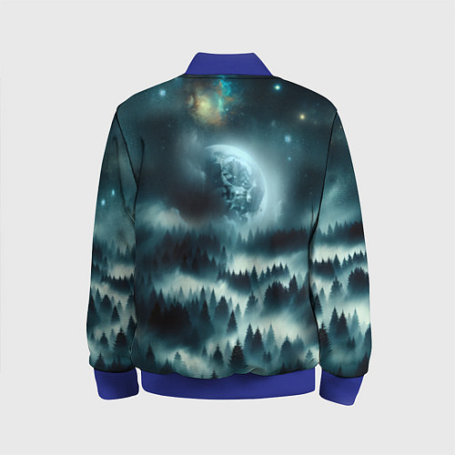 Детский бомбер Луна и туман в лесу / 3D-Синий – фото 2