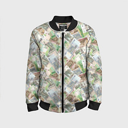 Бомбер детский Российские денежные купюры, цвет: 3D-черный