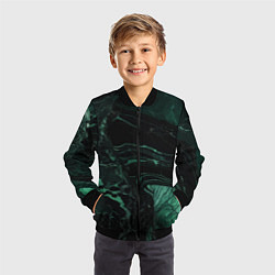 Бомбер детский Черно-зеленый мрамор, цвет: 3D-черный — фото 2