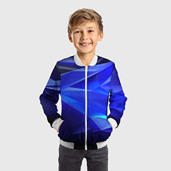 Бомбер детский Black and blue abstract background sport style, цвет: 3D-белый — фото 2