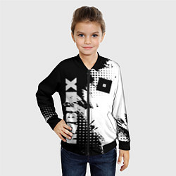 Бомбер детский Роблокс - черно-белая абстракция, цвет: 3D-черный — фото 2