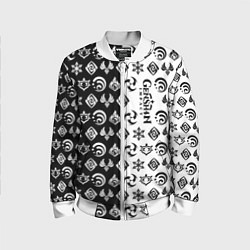 Бомбер детский Genshin Impact - black and white, цвет: 3D-белый