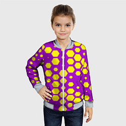 Бомбер детский Желтые соты на фиолетовом фоне, цвет: 3D-серый — фото 2