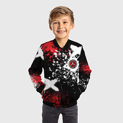 Бомбер детский Мерседес на фоне граффити и брызг красок, цвет: 3D-черный — фото 2