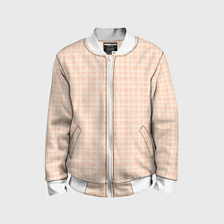 Бомбер детский Светлый персиковый клетчатый, цвет: 3D-белый