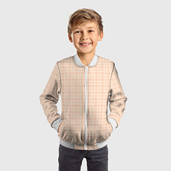 Бомбер детский Светлый персиковый клетчатый, цвет: 3D-белый — фото 2