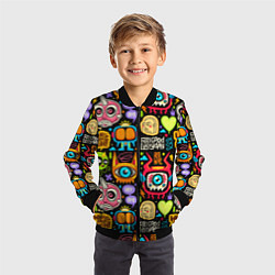 Бомбер детский Feel good every day motivation monsters pattern, цвет: 3D-черный — фото 2