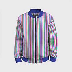Бомбер детский Разноцветные яркие полосы, цвет: 3D-синий