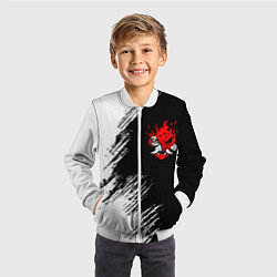 Бомбер детский Логотип самурая из киберпанка 2077, цвет: 3D-белый — фото 2