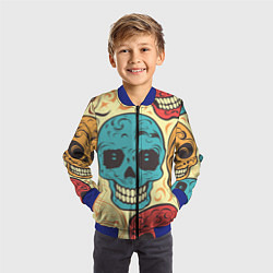 Бомбер детский Праздничные черепа, цвет: 3D-синий — фото 2