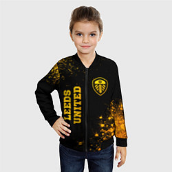 Бомбер детский Leeds United - gold gradient вертикально, цвет: 3D-черный — фото 2